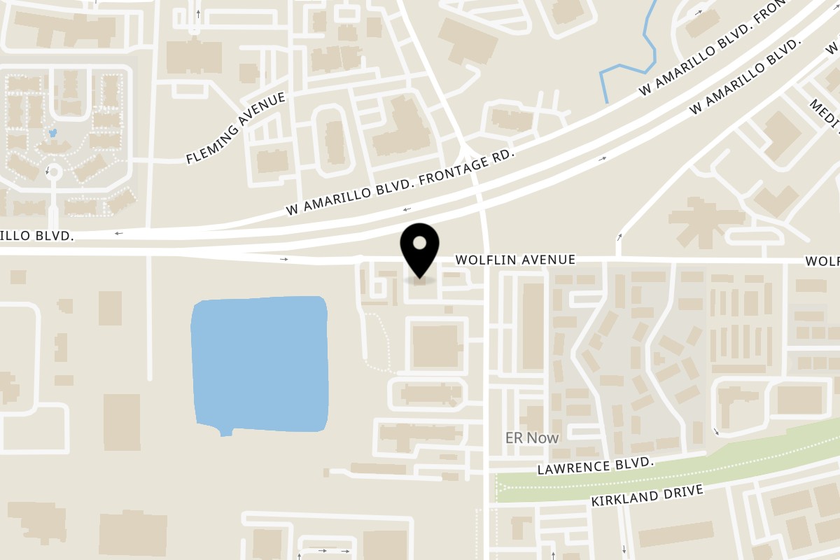 Map showing the location of Hud's Coulter on 7311 W Amarillo Blvd in Amarillo